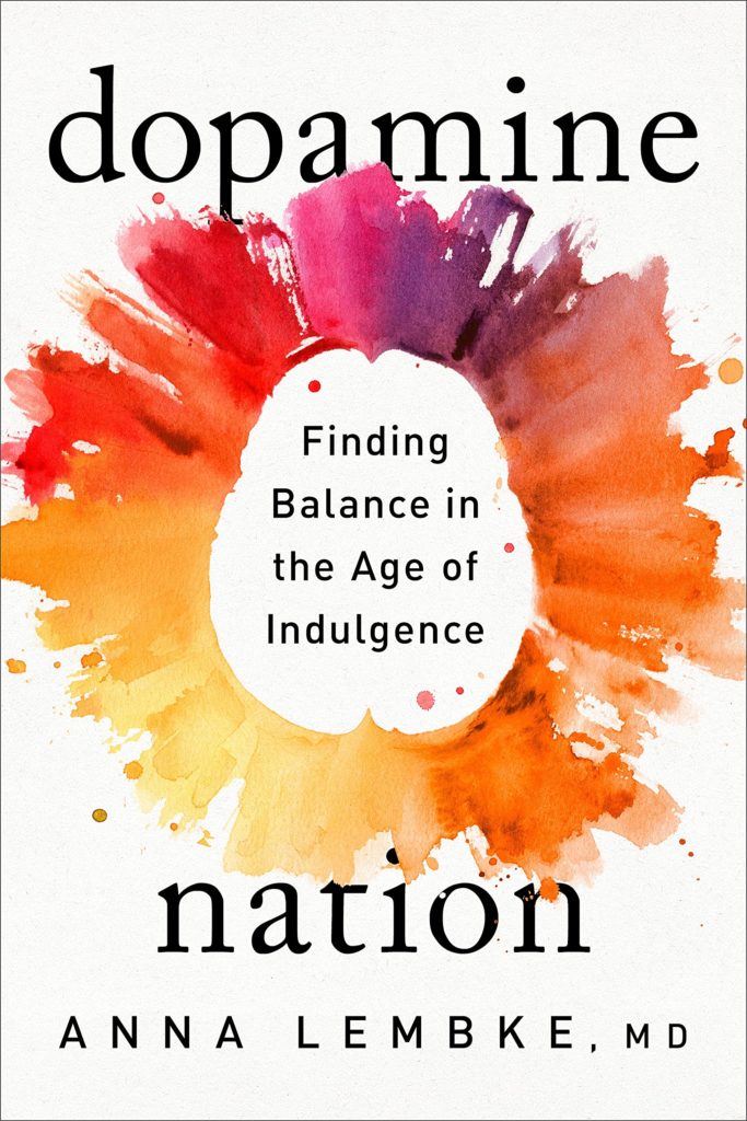 Image is book cover for Dopamine Nation by Anna Lembke, MD